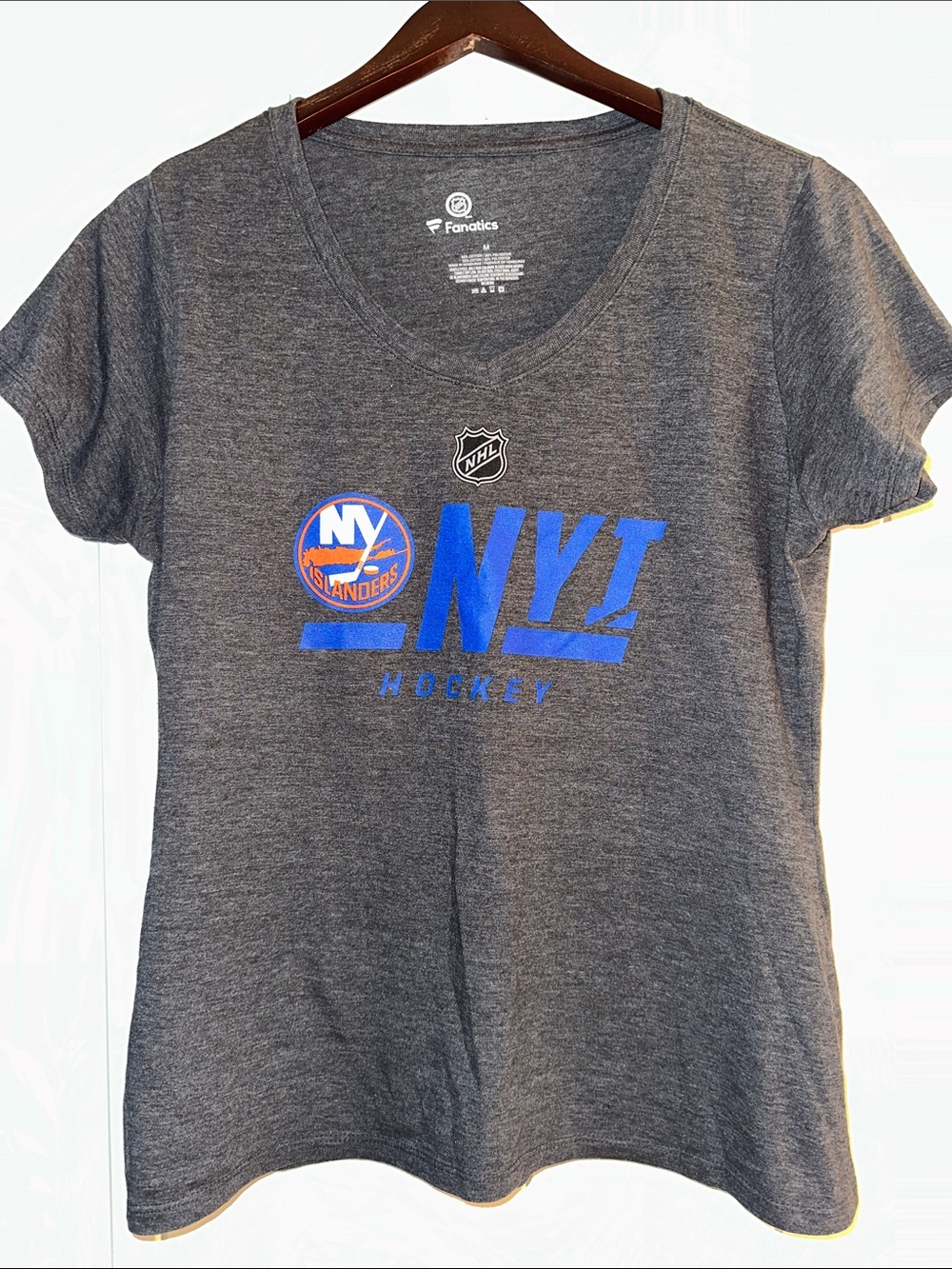 Fanatics NY Islanders Heather Gray Tee with Blue and Orange Logo
